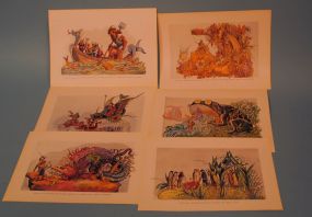 Set of Six Mardi Gras Related Prints