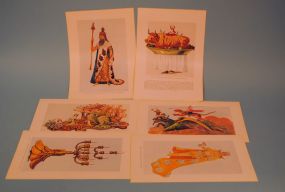 Set of Six Mardi Gras Related Prints