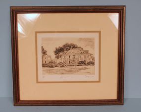 Limited Edition Print of Antebellum Mansion "Evergreen", artist signed Phillip Sage
