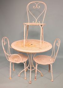 Vintage Iron Table with Three Chairs