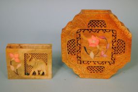 Hand Carved Soapstone Box and Desk Organizer