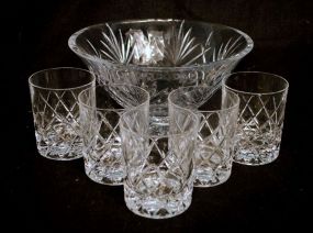 Waterford Fruit Bowl With Five Tumblers