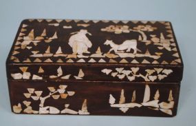 Ebonized and Mother-of-Pearl Marquetry Dresser Box, Rosewood