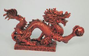 Cast Resin Chinese "Cinnabar" Dragon Table Ornament