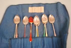 Set of Nine Norway Sterling/Guilloche Demitasse Spoons by Askel Holmsen