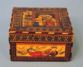 Inlay and Painted Trinket Box with Asian Motif