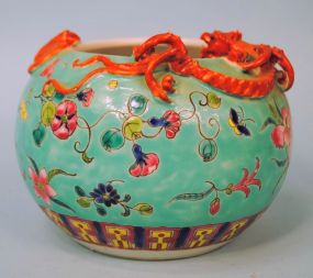 c1920 Republic Period Chinese Polychrome Vase with Applied Dragon & Bat