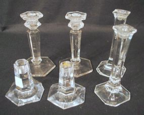 Three Pair Glass Candlesticks