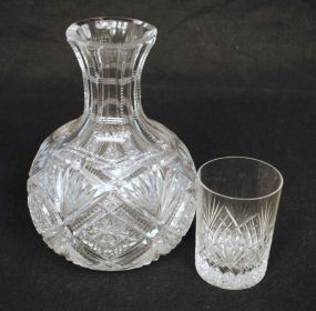 American Brilliant Cut Glass Carafe and Tumbler