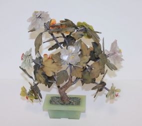 20th Century Jade, Rose Quartz and Carnelian Jade Tree