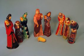 Karl & Mildred Wolfe Nine piece ceramic Nativity Set