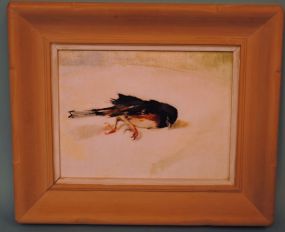 Elizabeth Wolfe painting of a Fallen Bird in Winter
