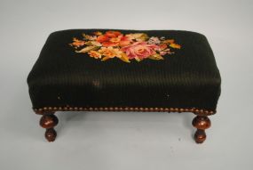 Small Mahogany Needlepoint Footstool