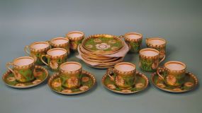 Set of Eleven Copelands Grosvenor China Gilded Cups & Saucers