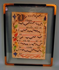 Early Illuminated Vellum Manuscript Music Page