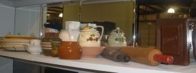 Lot includes collection of plates, Toby jug, rolling pins and miscellaneous items