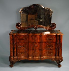 Continental Roccoco Style Burl Walnut Dresser