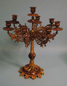 Eight Light Brass Candelabra
