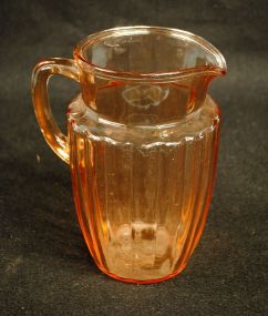 Pink Depression Glass Pitcher "Pillar Optic" Pattern