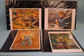 Group of Eight Colored Prints with Artist Information Printed on Back