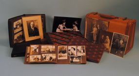 Uniquely Covered Picture Albums and 1950's Samsonite Wooden Suitcase