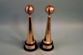 Pair of Silveplate Art Deco Championship Trophies