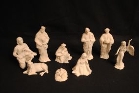 Nativity Set in Bisque Finish. Bisque Figure of Jesus-Mary, Kings, and Divine Vigil