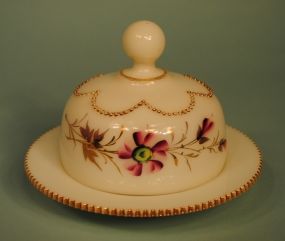 Early Heisey Opal "Beaded Dish" Butter Dish