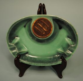 Vintage green "The Hyde Park" Pottery Ashtray