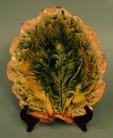 Antique Etruscan Majolica Oak Leaf Bread Tray