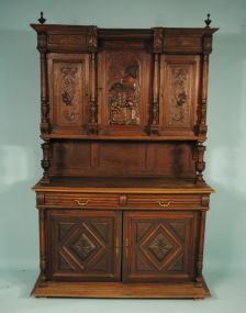 19th Century English Carved Walnut Hutch