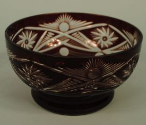 Ruby Cut to Clear Bohemian Cut Glass Bowl