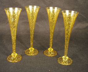 Set of Four Vintage Trumpet Shaped Glasses