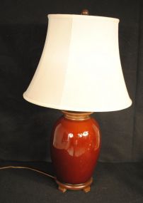 One Large Burgundy ginger Jar Lamp