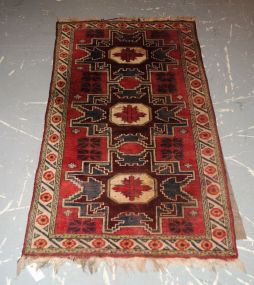 Antique Dark Red Southwestern Motif Rug