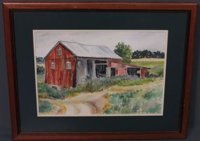 "Perrydell Barn" watercolor by Marian A. Wright Comfield