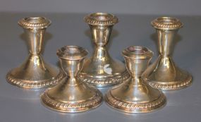 Five Sterling Candlesticks