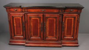 Contemporary Black Marble Top Credenza