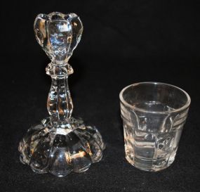 Heisey Crystal "Old Sandwich" Candlestick & Highball Tumbler