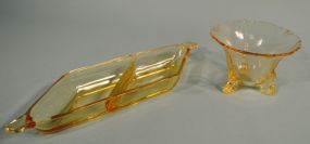 Heisey Sahara "Empress" Mayonnaise Bowl and Olive Tray