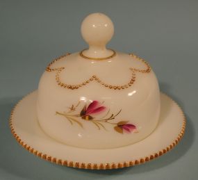 Early Heisey Opal "Beaded Swag" Butter Dish