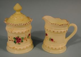 Early Heisey Ivorina Verde "Ring Band" Creamer and Sugar