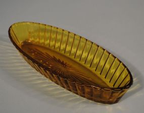 Heisey Amber "Coarse Rib" Celery Tray