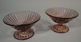 Pair Heisey Hawthorne "Coarse Rib" Jelly Comports