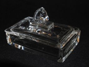 Heisey Crystal "Puritan" Horse Head Cigarette Box