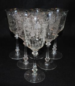 6 Heisey Crystal "Orchid" Water Goblets