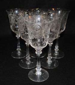 6 Heisey Crystal "Orchid" Water Goblets