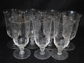 7 Heisey Crystal "Orchid" Iced Tea Tumblers