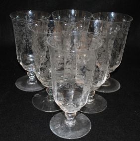 6 Heisey Crystal "Orchid" Ice Tea Tumblers