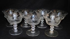 7 Heisey Crystal "Orchid" Sherbet Stems